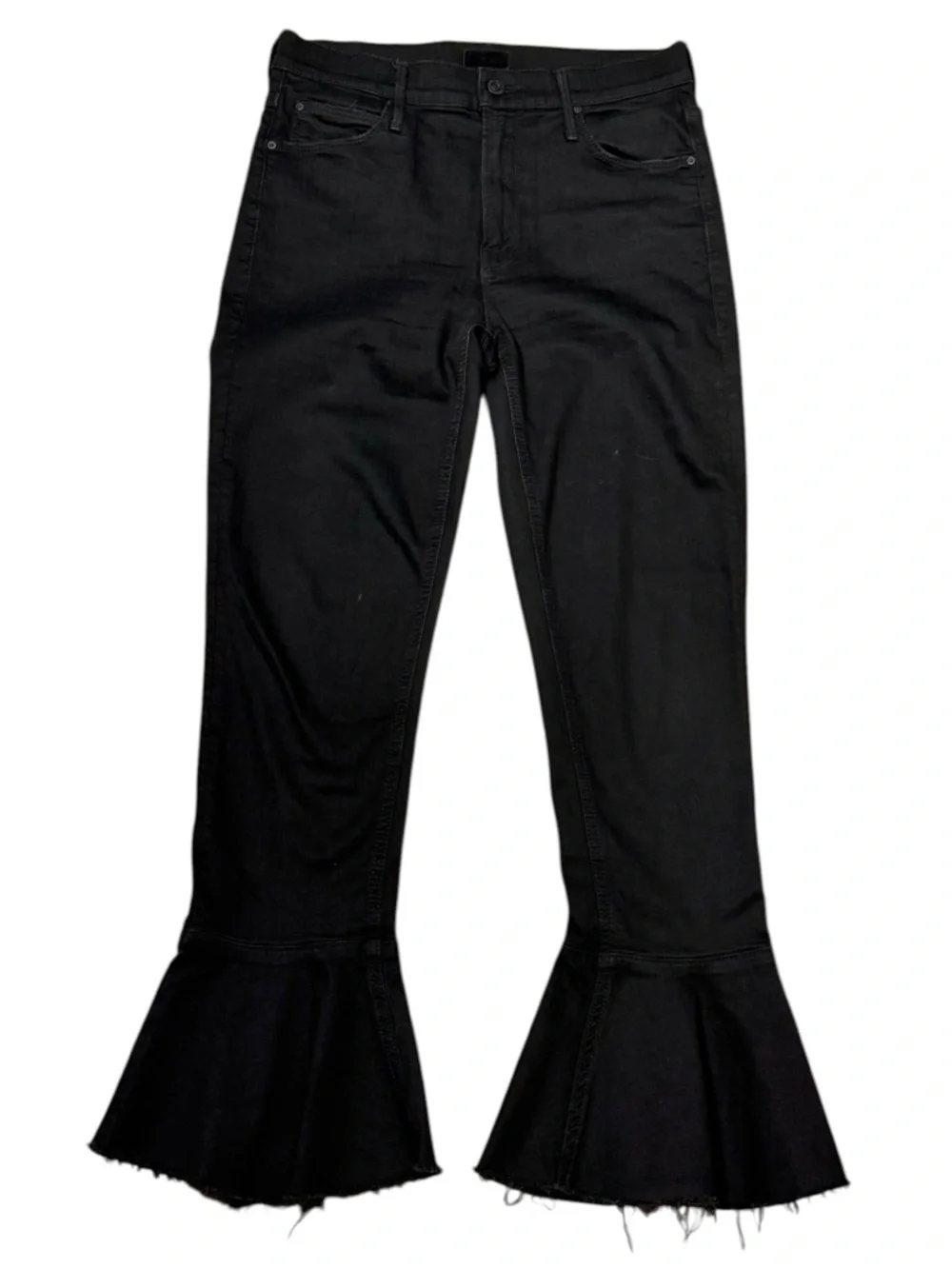 Mother The Cha Cha Fray Crop Flare Jeans Black Size 26 - Picture 3 of 12